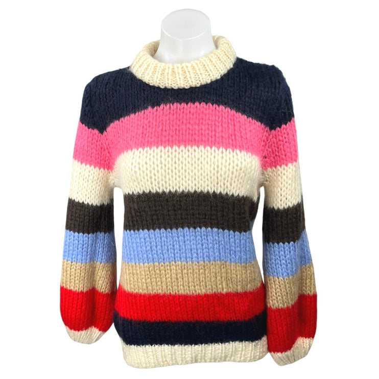 Ganni Julliard Multicolor Colorblock Wool Mohai Knitted Pullover Sweater Top S