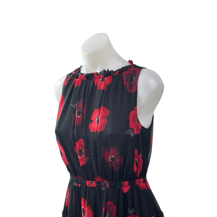 Kate Spade 100% Silk  Poppy Floral Tiered Ruffled Mini Flare A-Line Dress Size 6