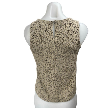 Banana Republic Tan Black Animal Print Sleeveless V-neck Knit Blouse Tank Top XS