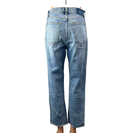 Abercrombie & Fitch The Ankle Straight Blue Ultra High Rise Patchwork Jeans 28