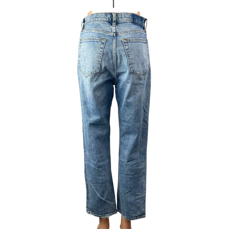 Abercrombie & Fitch The Ankle Straight Blue Ultra High Rise Patchwork Jeans 28