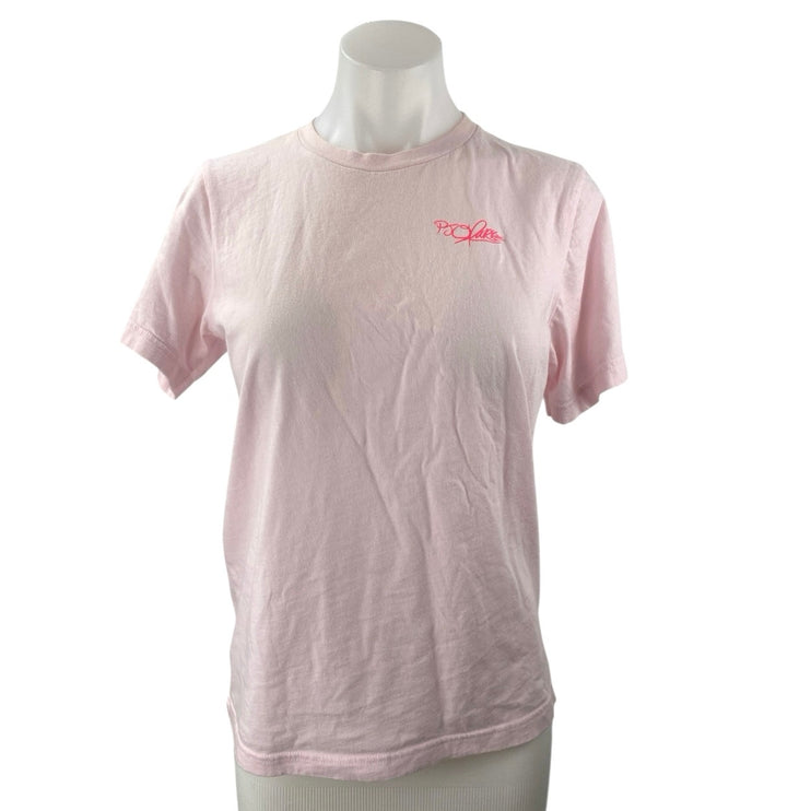 Women's Pink Crewneck Short Sleeve Graphgic Print Casual Tee T-shirt Top Size S