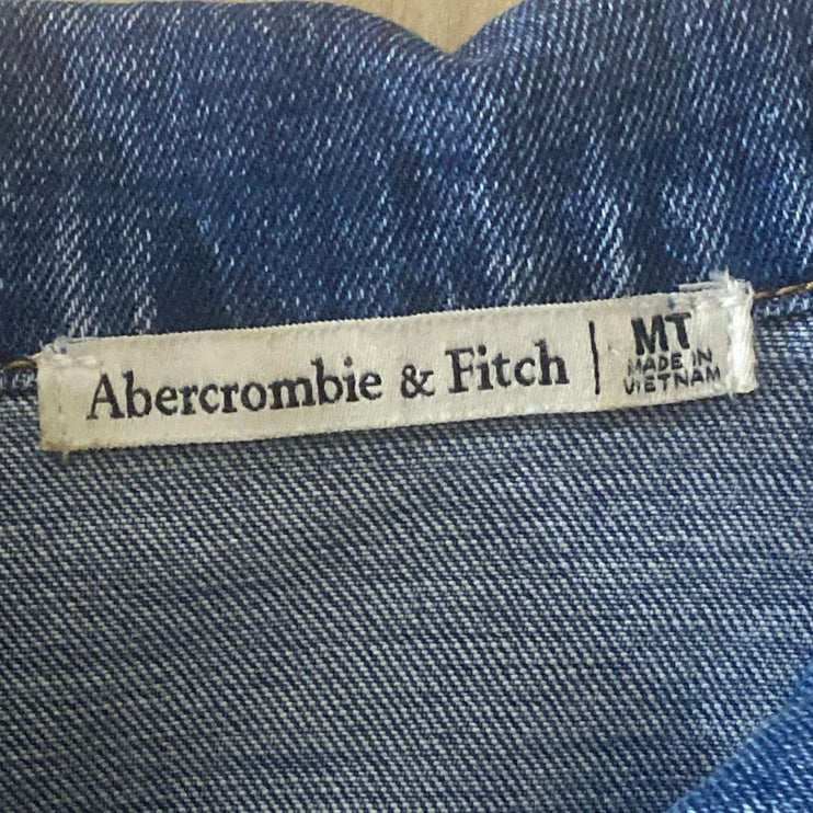 Abercrombie & Fitch Blue Sleeveless Button Up Denim Jean Mini Shirt Dress Size M