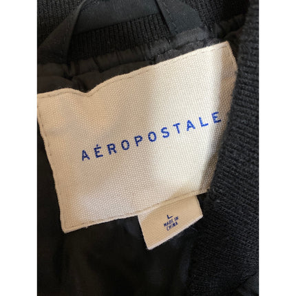 Aeropostale Men's Black Long Sleeve Full Zip Varsity Bomber Coat Jacket Size L