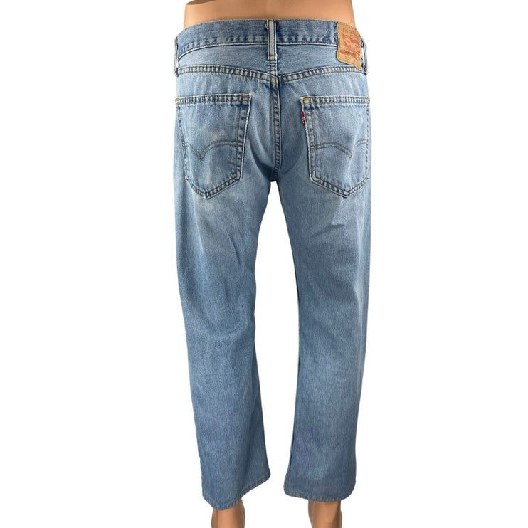 Levi's 550 Men's Blue Distressed Straight Leg Relaxed Fit Denim Jeans Size 33