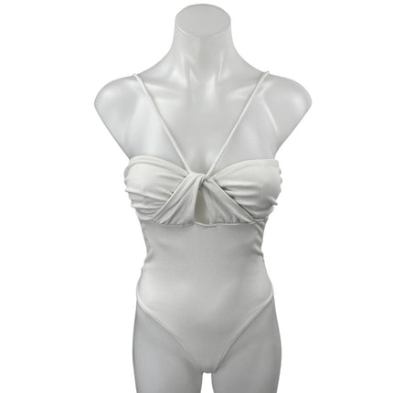 Zara White Sleeveless Halter Bandeau Cutout Cami Camisole Tank Bodysuit Top Sz S