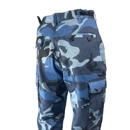 Rothco Men's Blue Camo Camouflage High Rise Straight Leg Trousers Cargo Pants S