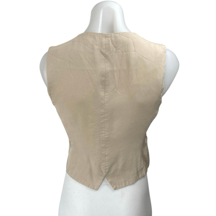 Zara Women's Beige Tan Sleeveless Button Down Blazer Vest Crop Tank Top Size XS