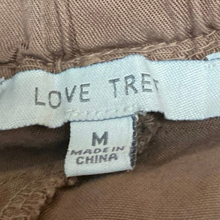 Love Tree Women's Brown High Rise Drawstring Tapered Trousers Pants Size M