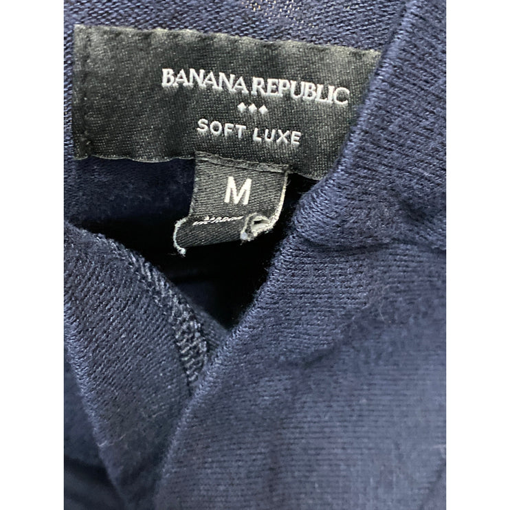 Banana Republic Soft Luxe Women's Blue Turtleneck Half Sleeve Shirt Top Size M