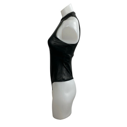 Skims Faux Vegan Leather High Neck Sleeveless Tank Shapewear Bodysuit Top Size S