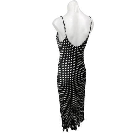 Zara Black White Silk Satin Polka Dots Cowl Neck Cami Slip Midi Dress Size XS