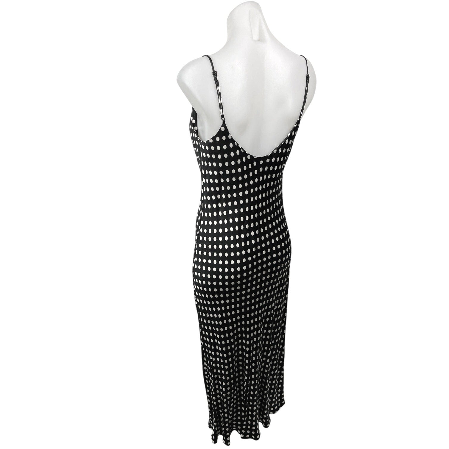 Zara Black White Silk Satin Polka Dots Cowl Neck Cami Slip Midi Dress Brie Zara Black White Silk Satin Polka Dots Cowl Neck Cami Slip Midi Dress Brie