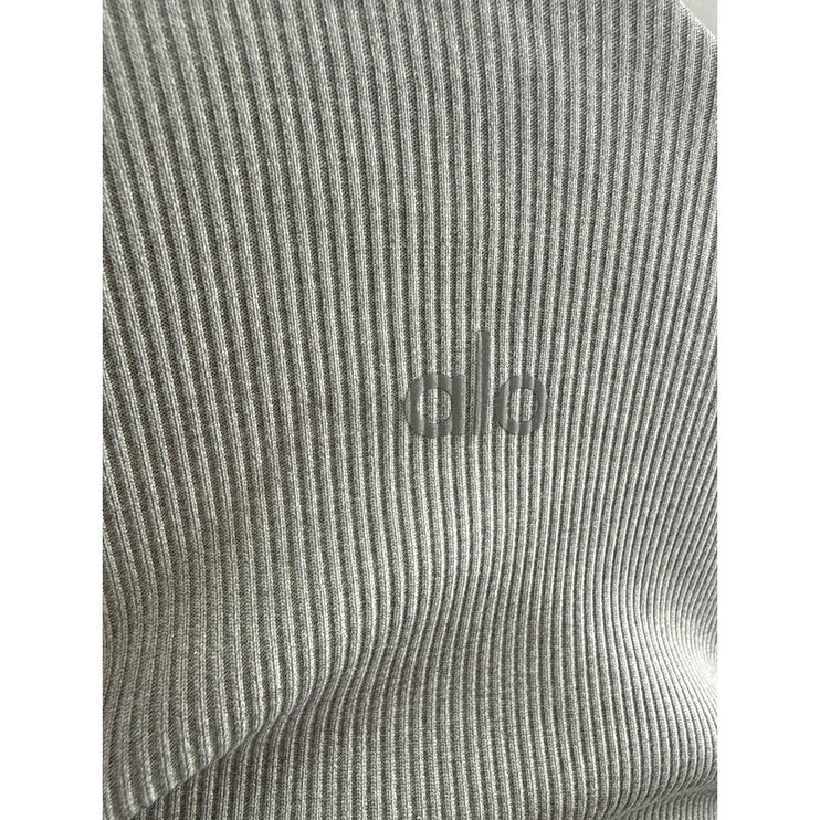 Alo Yoga Alosoft Ribbed Shimmer Pliet Bodysuit Asymmetrical Swimsuit Swimwear S