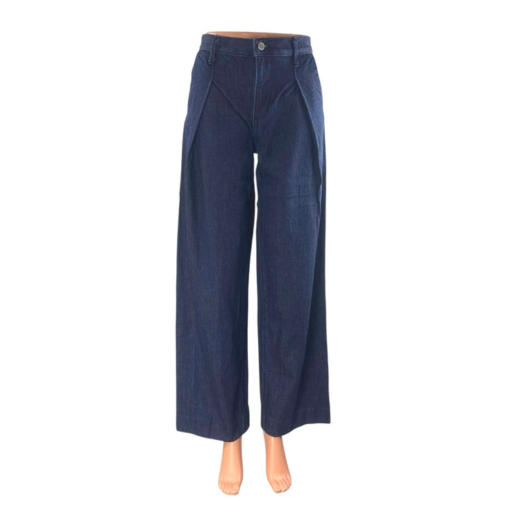 Banana Republic Womens Navy Blue High Rise Wide Leg Baggy Trousers Pants Size 24
