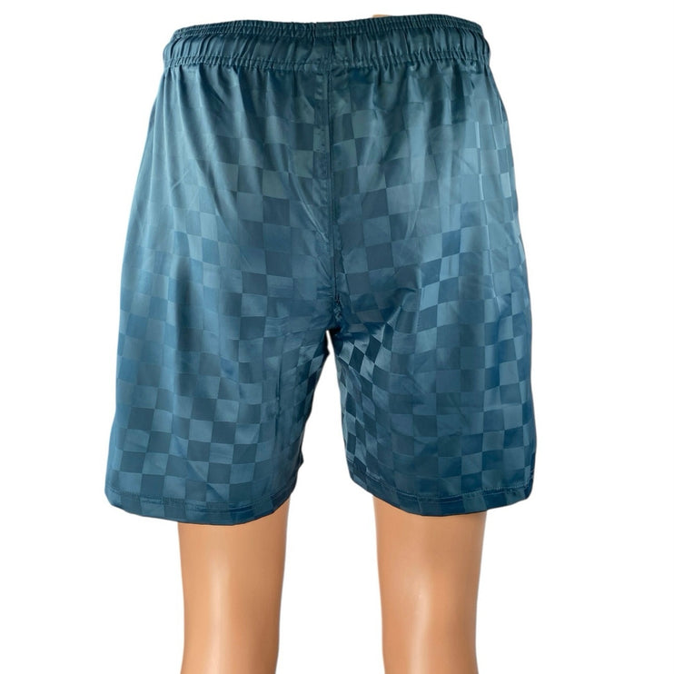 Umbro Men's Blue Plaid Checkerboard Elastic Waist Activewear Athletics Shorts S