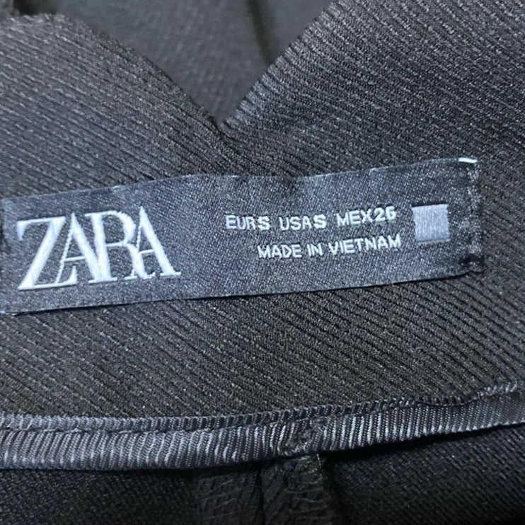 Zara Women's Black High Waisted Pleated Wide Leg Baggy Trousers Pants Size S