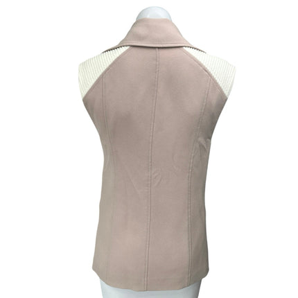 Aritzia Wilfred Timbre Tan Cream Sleeveless Snap Button Vest Coat Jacket Size XS