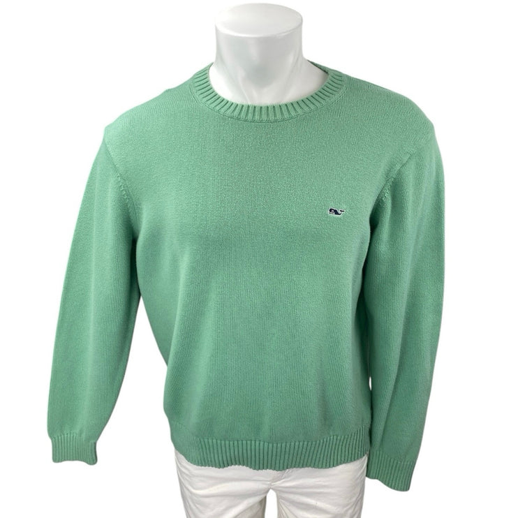 Vineyard Vines Green Cotton Knit Crewneck Long Sleeve Pullover Sweater Top Sz L