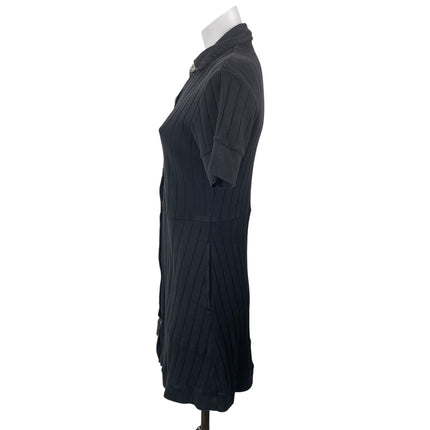 Free People Fp Beach New Afternoon Black Ribbed Knit Button Down Shirt Dress XS