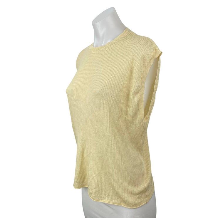 Zara Women's Yellow Knit Crew Neck Sleeveless Sweater Vest Muscle Tank Top Sz S