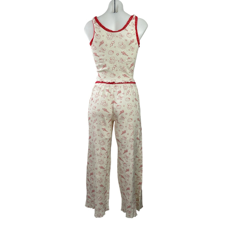 Messy Bun Just Chillin Printed Crop Tank Top & Pants Sleepwear Pajama Set Size M