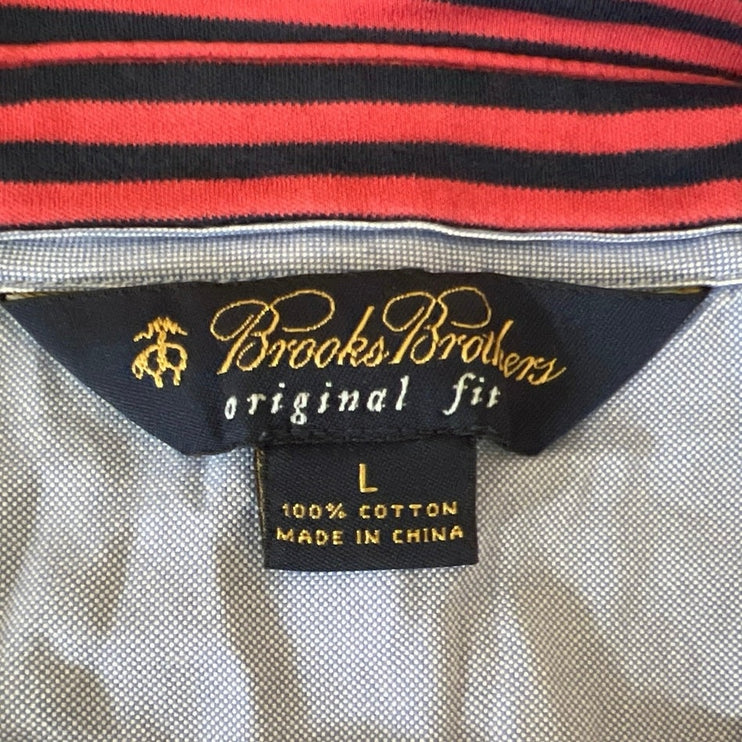 Brooks Brothers Purple Black Original Fit Striped Performance Polo Shirt Top L