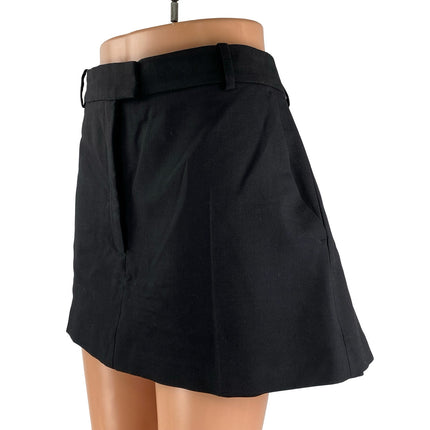 Zara Women's Black Wool High Rise Minimalist Mini Flare A-Line Skort Skirt Sz XL