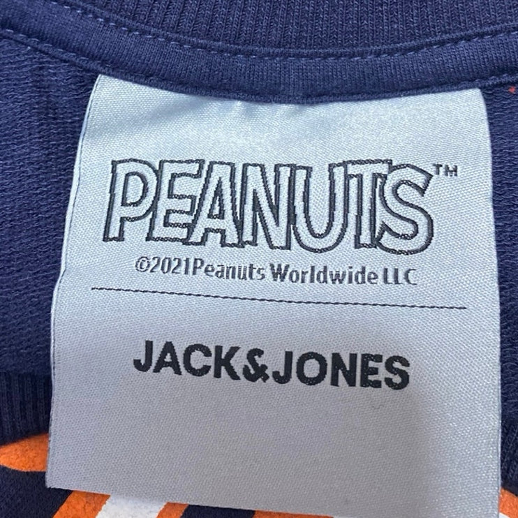 Jack & Jones Peanuts Unplug Unwind Men's Blue Short Sleeve Tee T-Shirt Top Sz L