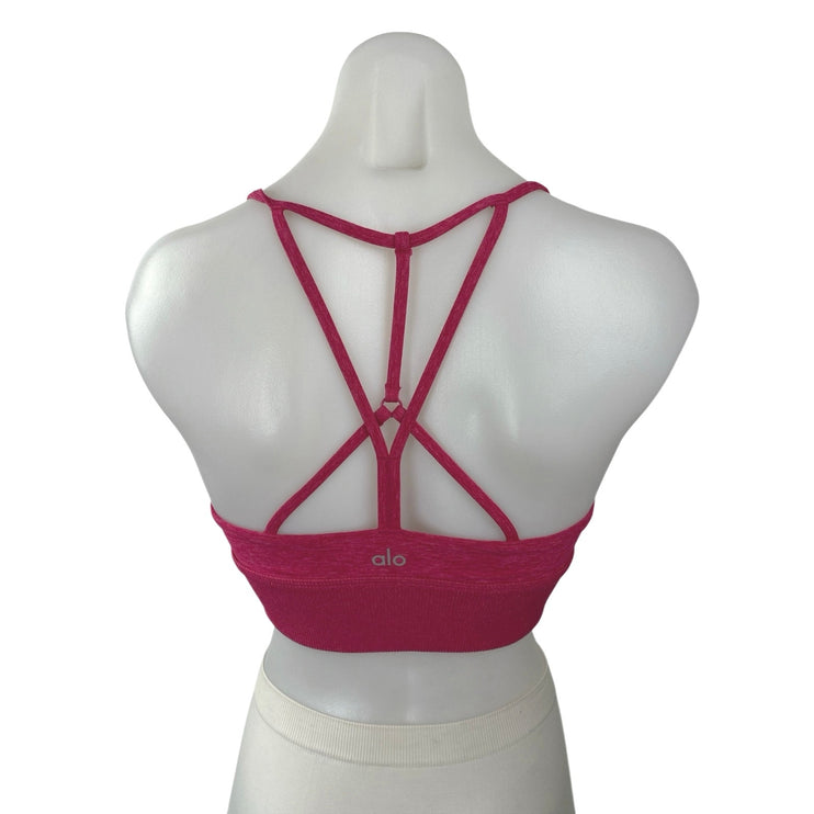 Alo Women's Pink Yoga Workout Running Gym Athletic Sports Bra Crop Top Size S