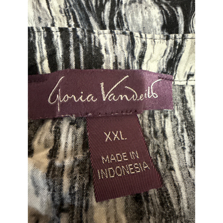 Gloria Vanderbilt Nova Women's Black White Flutter Sleeve Tunic Blouse Top XXL