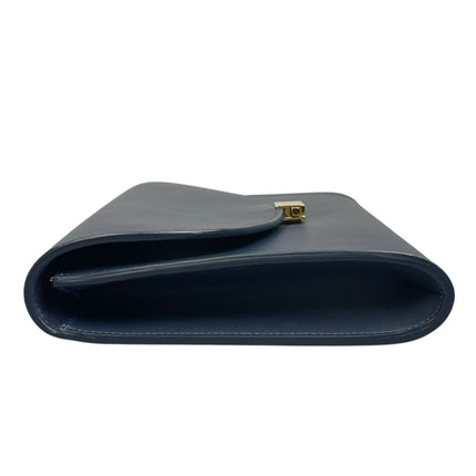 Mansur Gavriel Women Gray Blue Calf Leather Envelope Flat Clutch Pouch Purse Bag