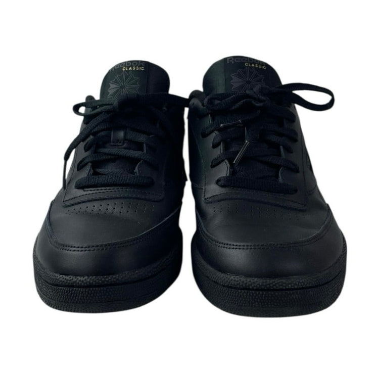 Reebok Club C Men's Black Leather Lace Up Low Top Athletic Sneakers Shoes 11.5