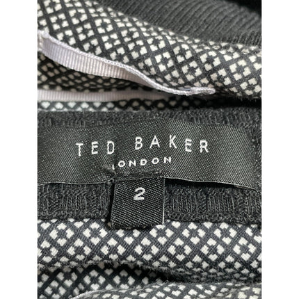 Ted Baker London Black Waffle Knit Collared Long Sleeve Sweatshirt Sweater Top 2