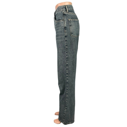 Topshop Women's Blue Washed High Waisted Loose Straight Leg Denim Jeans Size 28
