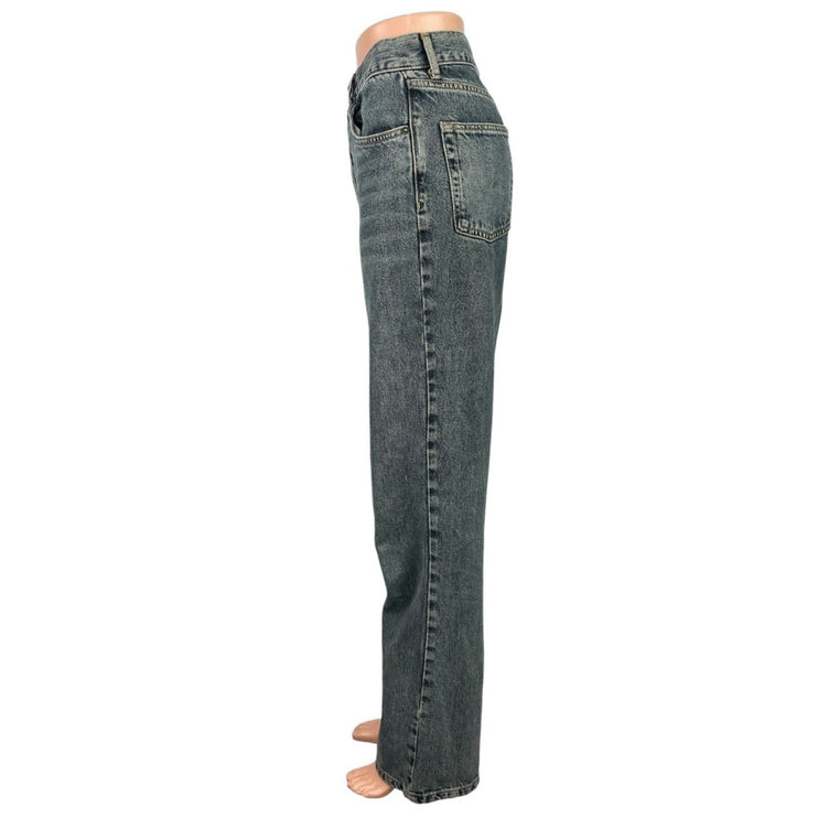 Topshop Women's Blue Washed High Waisted Loose Straight Leg Denim Jeans Size 28