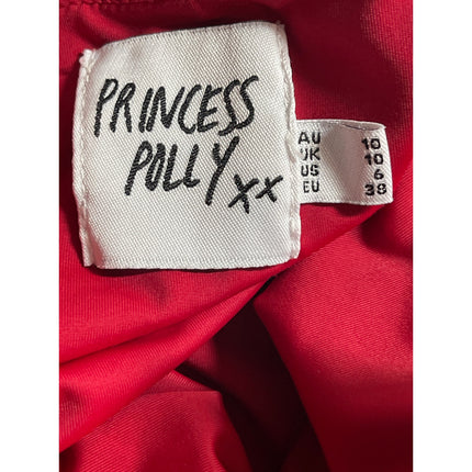 Princess Polly Women's Red Square Neck Sleeveless Slim Fit Crop Tank Top Size 6