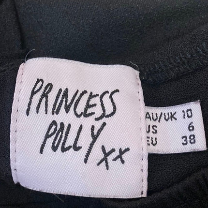 Princess Polly Women's Black Short Puff Sleeve Ruched Crop Blouse Top Size 6