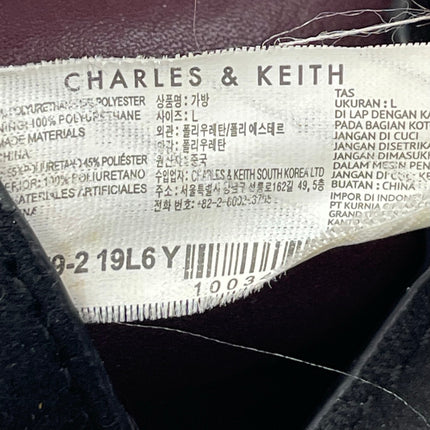 Charles & Keith Black 2-Way Tassel Faux Leather Shoulder Front Flap Backpack OS