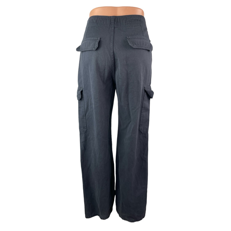 Zara Women's Black High Waisted Utility Straight Leg Y2k Trousers Pants Size 6
