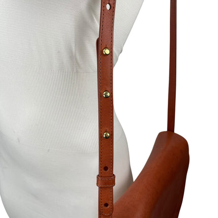 Mansur Gavriel Brandy Orange Brown Vegan Leather Mini Sling Crossbody Saddle Bag