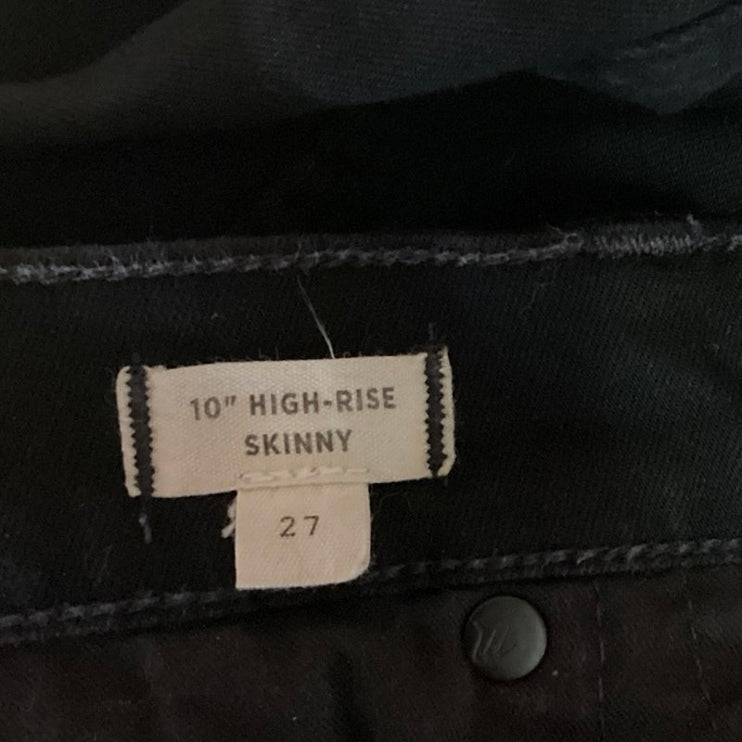 Madewell Black 10" High Rise Skinny Stretch Ankle Cropped Denim Jeans Size 27