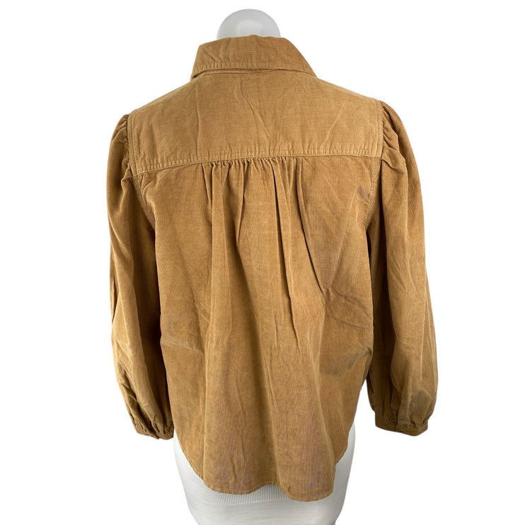 NEW Levi's Women's Tan Corduroy Long Sleeve Western Button Down Shirt Top Size M