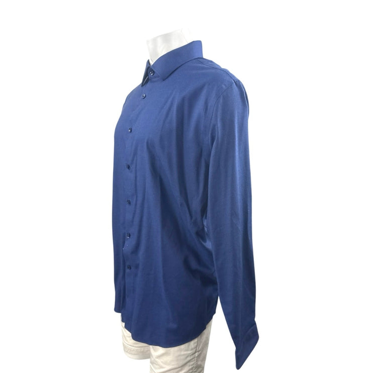 NEW Michael Kors Men's Blue Long Sleeve Button Down Stretch Dress Shirt Top XXL