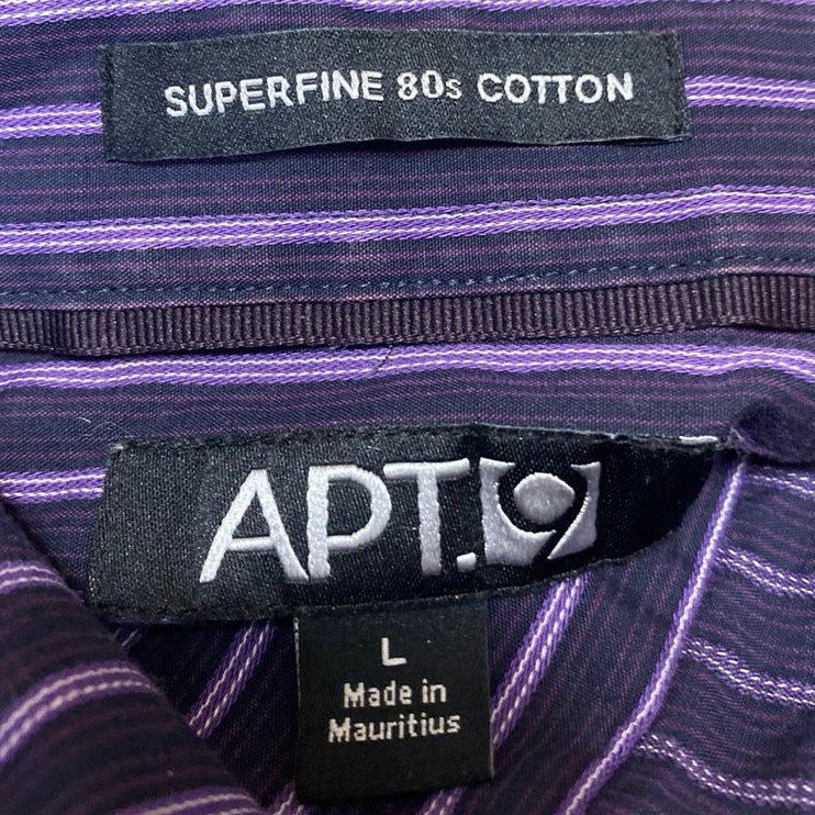 APT. 9 Men's Purple Superfine 80s Striped Long Sleeve Button Down Shirt Top Sz L