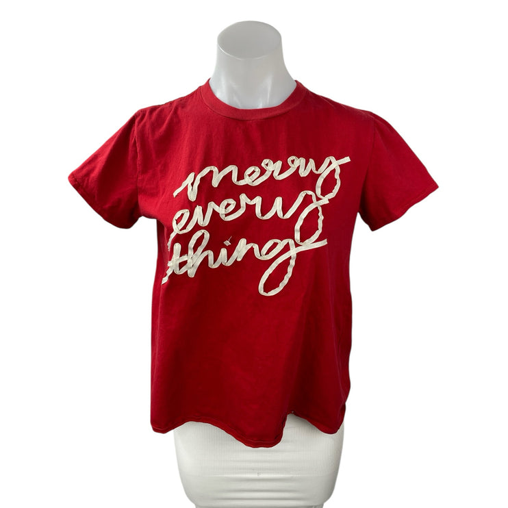 Agnes & Dora Women's Red Graphic Crew Neck Short Sleeve Basic Tee T-Shirt Top M