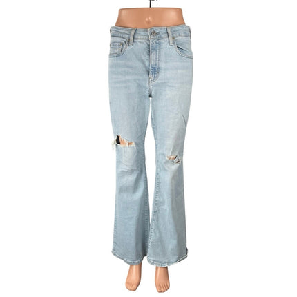 Levi's 726 Flare Women's Blue Light Wash Distressed Bootcut Denim Jeans Size 29