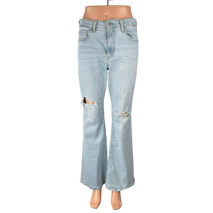 Levi's 726 Flare Women's Blue Light Wash Distressed Bootcut Denim Jeans Size 29