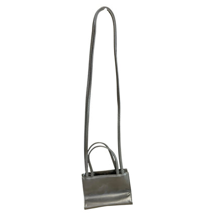 Telfar Gray Silver Vegan Leather Crossbody Snap Purse Shopping Bag Handbag S