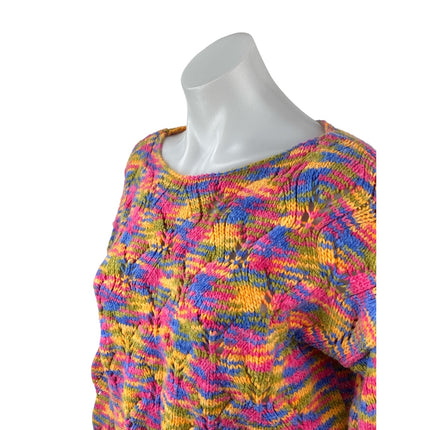 Wild Fable Multicolor Space Dye Crochet Long Sleeve Crop Pointelle Sweater Top S